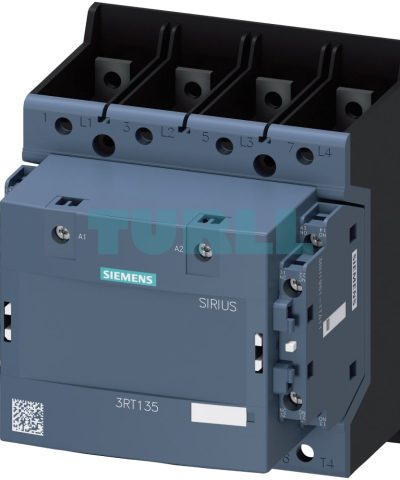 Siemens 3RT1355-6AE36 Power Contactor, 200A AC-1, 4-Pole, 24-60V AC/DC Wide-Range Coil, Rail/Screw Terminal