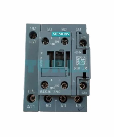 Siemens SIRIUS 3RT2326-1AP00 Contactor 4-Pole AC-1, 40A, 230V AC, S0 Size with 1 NO + 1 NC Auxiliary Contact