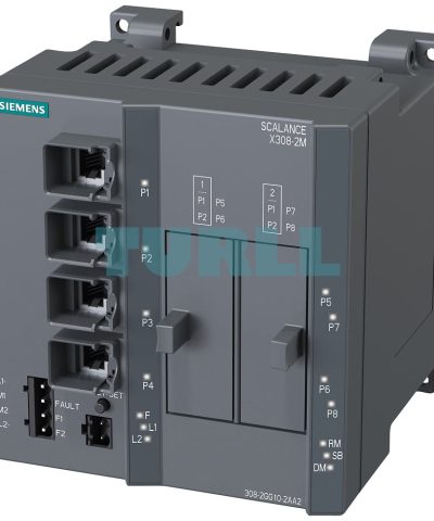 6GK5308-2QG10-2AA2 SIEMENS SCALANCE X308-2M PoE compact managed Ethernet switch with RJ45 PoE ports and modular media slots