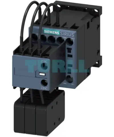 Siemens 3RT2617-1BF43 Capacitor Contactor, S00, 12.5 kVAr, 400V, 110V DC, 1 NO + 1 NC Auxiliary Contact