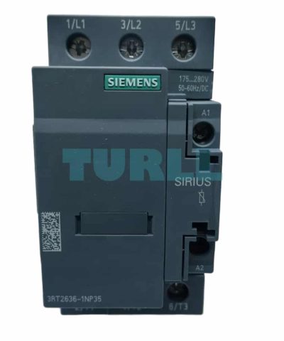 Siemens 3RT2636-1NP35 Capacitor Contactor S2, 50kVAr, 175-280V AC/DC, 2 NC Contact