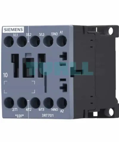 Siemens SIRIUS 3RT7014-1AB01 Contactor AC-3, 6A/2.2kW, 400V, 1NO, 24V AC, Size S00, Screw Terminals