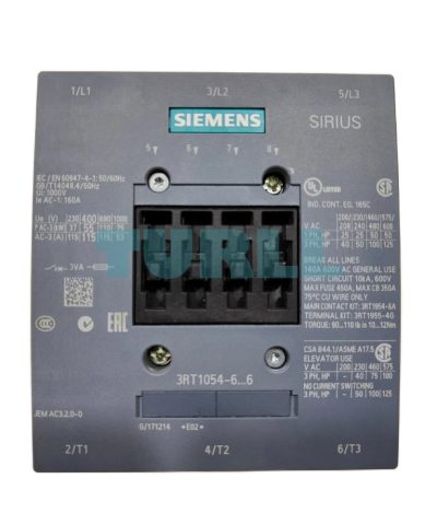 Siemens 3RT1054-6LA06 Power Contactor, 115A, 55kW, Busbar Main Circuit, 2NO+2NC Aux Contacts