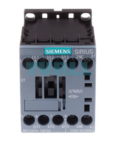Siemens 3RT2015-1AF02 SIRIUS Power Contactor, 3-Pole, 7 A, 110V AC Coil, 1 NC Auxiliary Contact