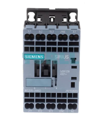 Siemens 3RT2015-2AB02 Power Contactor 7A, 3kW, 24V AC, 1NC Auxiliary, Spring-Loaded Terminal, Size S00