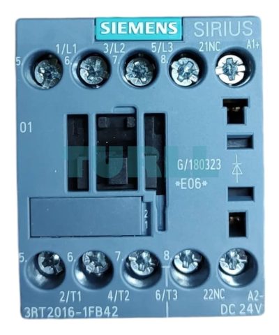 Siemens 3RT2016-1FB42 SIRIUS Power Contactor, 9A, 4kW, 24V DC with Diode, 1NC Aux, Screw Terminal