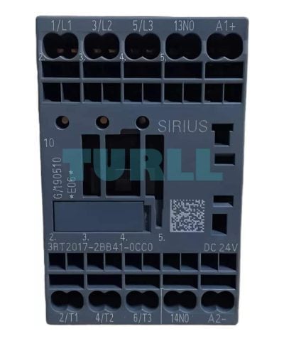 Siemens SIRIUS 3RT2 Power Contactor 12A, 5.5kW, 400V, 24V DC Coil, 3-Pole, 1 NO Aux, Spring-Loaded Terminal, S00