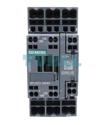 Siemens 3RT2023-2KB40 Power Contactor, 9A, 4kW, 24V DC, S0 Frame, Spring-Loaded Terminal