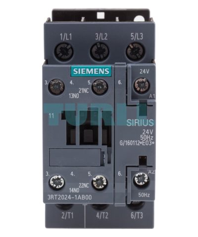 Siemens 3RT2024-1AB00 Power Contactor, 12A, 5.5kW, 24V AC, Screw Terminal, Size S0