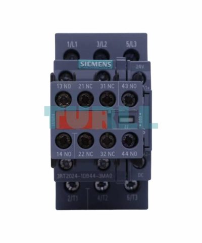 Siemens 3RT2024-1DB44-3MA0 Power Contactor 12A, 5.5kW, 24V DC, 2 NO + 2 NC Aux Contacts
