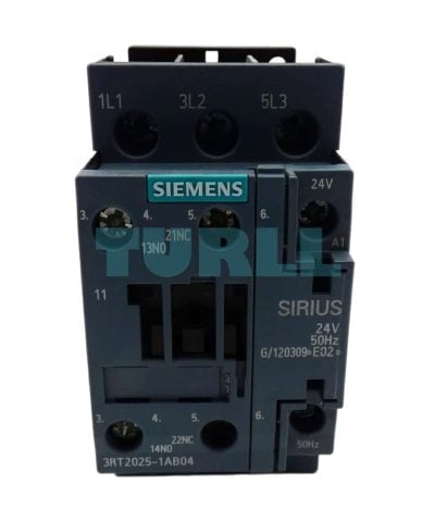 Siemens 3RT2025-1AB04 Power Contactor AC-3e/AC-3, 17A, 7.5kW, 24V AC Coil, 2NO+2NC Aux Contacts
