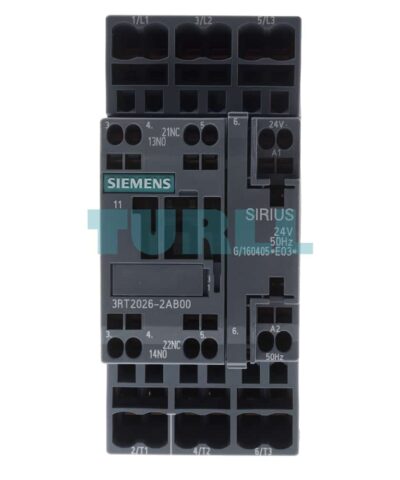 Siemens 3RT2026-2AB00 Power Contactor 25A, 11kW, 24V AC Control with Spring-Loaded Terminals