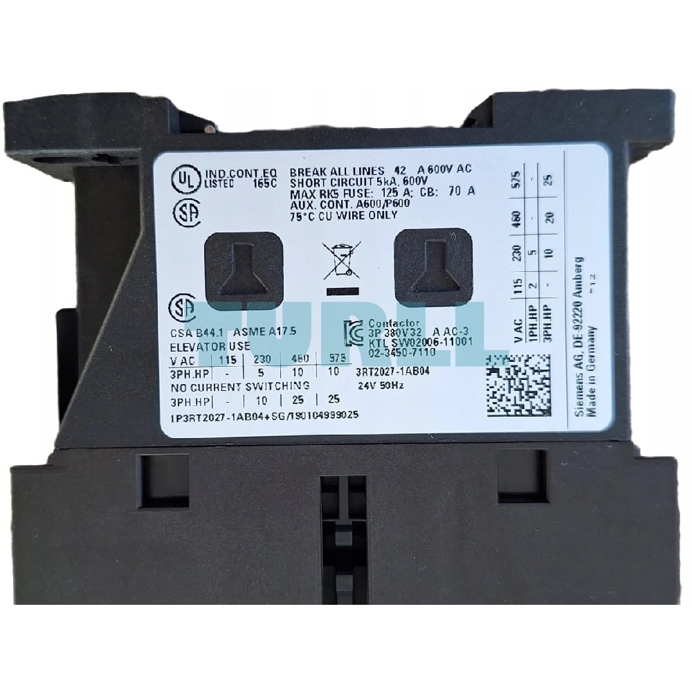 Siemens SIRIUS 3RT2027-1AB04 Power Contactor AC-3e/AC-3, 32A, 15kW, 24V AC, 2 NO + 2 NC Aux Contacts, S0 Size, Screw Terminal Original Brand New 2 Siemens SIRIUS 3RT2027-1AB04 Power Contactor AC-3e/AC-3, 32A, 15kW, 24V AC, 2 NO + 2 NC Aux Contacts, S0 Size, Screw Terminal