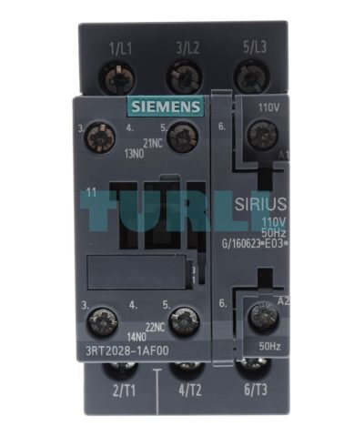 Siemens 3RT2028-1AF00 Power Contactor 38A, 18.5kW (400V), 110V AC Coil, S0 Size