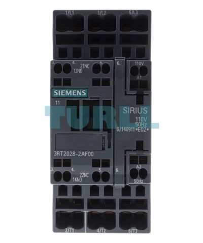 Siemens 3RT2028-2AF00 SIRIUS 3RT2 Power Contactor, 38A, 18.5kW, 110V AC Coil, Spring-Loaded