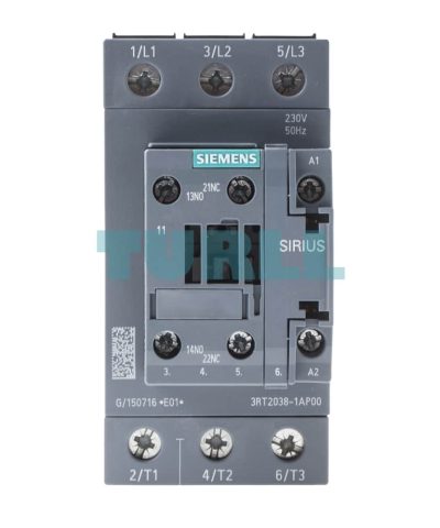 Siemens SIRIUS 3RT2038-1AP00 Power Contactor 80A, 37kW, 230V AC, S2 Size