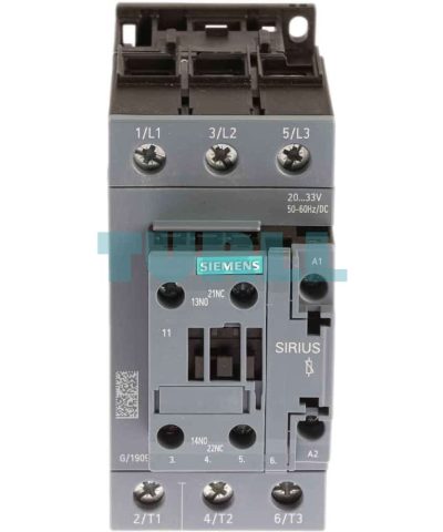 Siemens 3RT2038-1NB30 Power Contactor 80A, 37kW, 20-33V AC/DC, Size S2