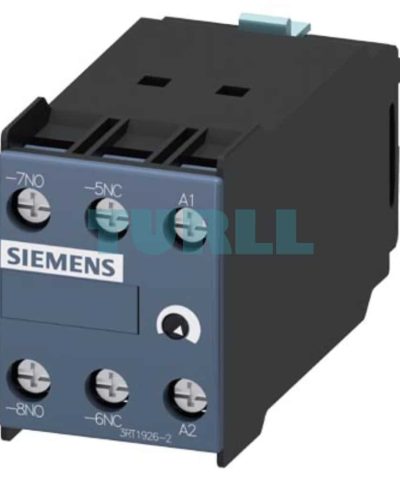 Siemens SIRIUS 3RT1926-2EC31 Solid-State Time-Delayed Auxiliary Switch, ON Delay, 5-100s, 100-127V AC, 1NO+1NC