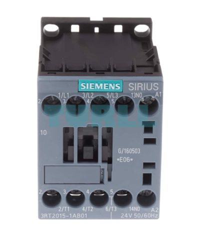 Siemens SIRIUS 3RT2015-1AB01 Power Contactor, 3-Pole, 7A, 3kW, 24V AC Coil, Size S00, Screw Terminal