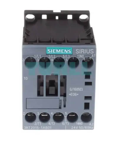 Siemens SIRIUS 3RT2015-1AB01 Power Contactor, 3-Pole, 7A, 3kW, 24V AC Coil, Size S00, Screw Terminal