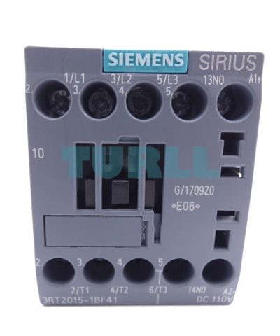 Siemens 3RT2015-1BF41 SIRIUS Power Contactor, 7A, 3kW, 110V DC Coil, 3-Pole, Size S00