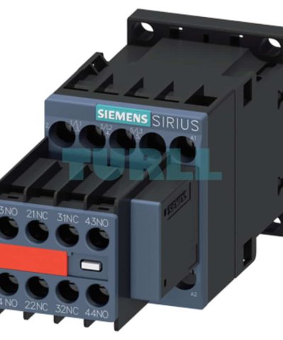 Siemens 3RT2015-1CP04-3MA0 Power Contactor 3-Pole, 7A, 3kW, 230V AC, S00 Size with Varistor