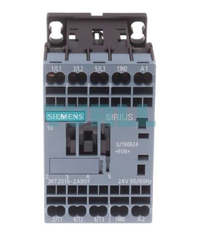 Siemens 3RT2016-2AB01 Power Contactor SIRIUS 3RT2, 9A, 4kW, 24V AC, Size S00