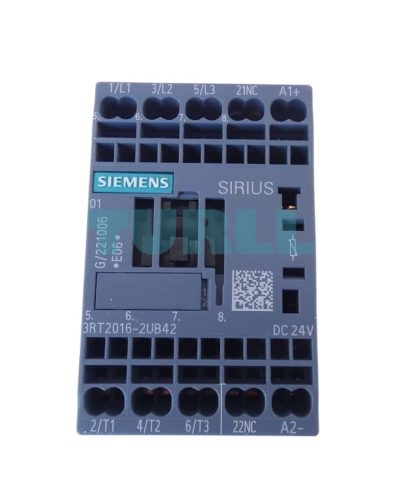 Siemens 3RT2016-2UB42 Power Contactor 9A, 4kW, 3-Pole, 24V DC with Varistor & Auxiliary Contacts