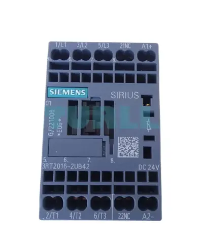 Siemens 3RT2016-2UB42 Power Contactor 9A, 4kW, 3-Pole, 24V DC with Varistor & Auxiliary Contacts