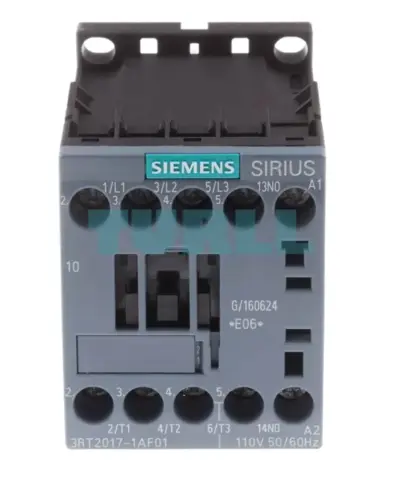 Siemens 3RT2017-1AF01 Power Contactor SIRIUS S00, 12A, 5.5kW, 110V AC Coil, 1 NO Aux