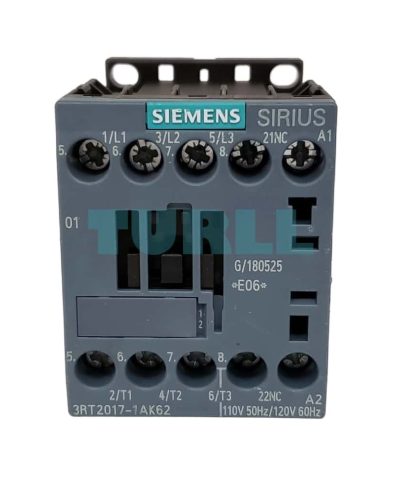Siemens 3RT2017-1AK62 SIRIUS Power Contactor, 12A, 5.5kW, 110V AC Coil, Size S00