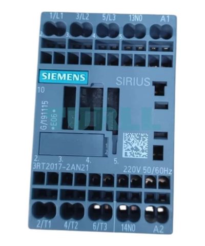 Siemens 3RT2017-2AN21 Power Contactor 12A, 5.5kW, 3-Pole, 220V AC, Spring Terminal, S00