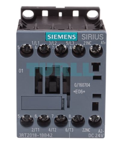 Siemens SIRIUS 3RT2018-1BB42 Power Contactor 16A, 7.5kW, 24V DC, 1NC Aux, S00