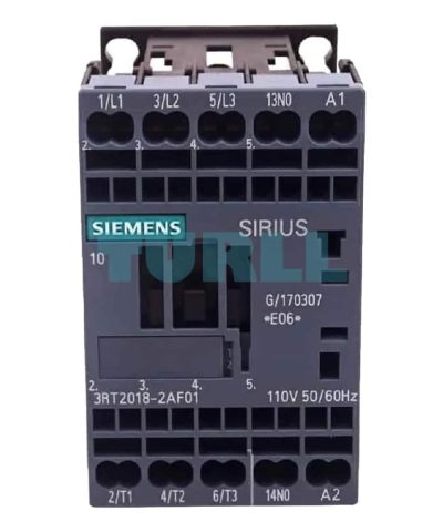 Siemens SIRIUS 3RT2018-2AF01 Power Contactor, 16A, 7.5kW, 3-Pole, 110V AC Coil, Spring Terminal, Size S00