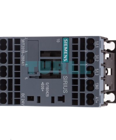 Siemens 3RT2018-2BB41 Power Contactor, 16A, 7.5kW, 3-Pole, 24V DC, 1NO, Spring Terminal, Size S00