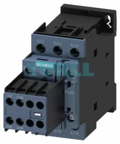 Siemens SIRIUS 3RT2024-1AN24 Power Contactor 12A, 5.5kW, 3-Pole, 220V AC Coil, 2NO+2NC, Size S0, Screw Terminal