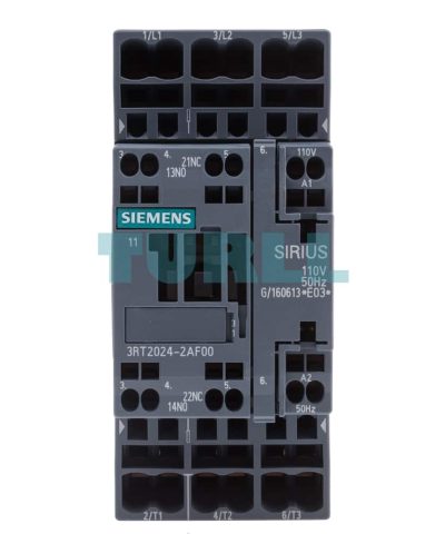 Siemens SIRIUS 3RT2024-2AF00 Power Contactor Size S0, 12A, 5.5kW, 110V AC Coil, Spring-Loaded Terminal
