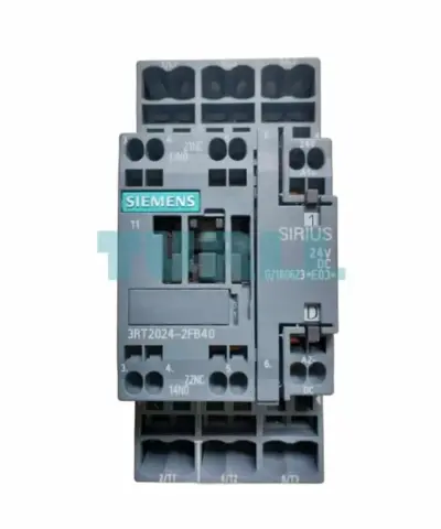 Siemens 3RT2024-2FB40 SIRIUS 3RT2 Power Contactor, 12A, 5.5kW, 24V DC Coil, Spring Terminal, Size S0