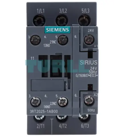 Siemens 3RT2025-1AB00 SIRIUS Power Contactor, 3-Pole, 17A, 7.5 kW/400 V, 24V AC Coil, Size S0, Screw Terminal