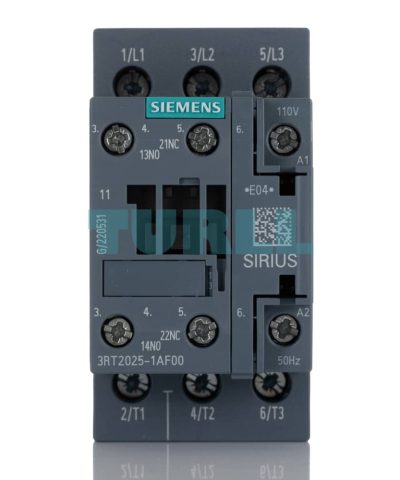 Siemens SIRIUS 3RT2025-1AF00 Power Contactor, 3-Pole, 17A, 7.5kW, 110V AC Coil, Size S0