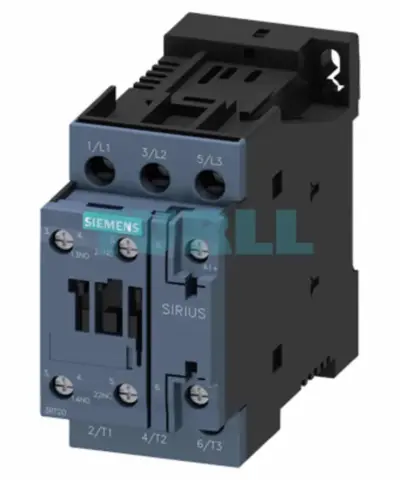 Siemens SIRIUS 3RT2026-1NP30 Power Contactor, 25A, 11kW, 3-Pole, AC/DC 200-280V Coil, Size S0, 1 NO + 1 NC Contact