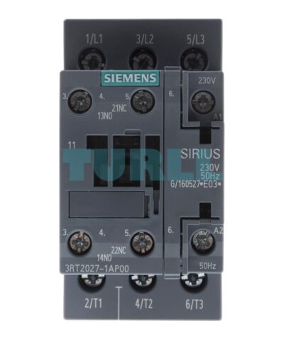 Siemens 3RT2027-1AP00 Contactor, SIRIUS 3RT2, 32A, 15kW, 230V AC, S0
