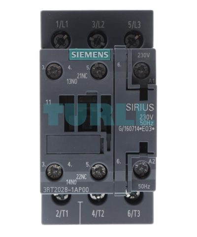 Siemens 3RT2028-1AP00 SIRIUS 3RT2 Power Contactor Size S0, 38A, 18.5kW, 230V AC Coil