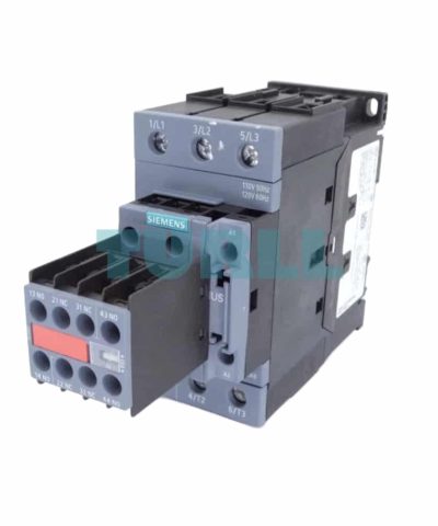Siemens 3RT2035-1AK64-3MA0 SIRIUS 3RT2 Power Contactor, S2, 41A, 18.5 kW, 3-Pole, 110/120V AC Coil, Screw Terminal