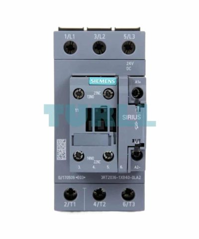 Siemens 3RT2036-1XB40-0LA2 Traction Contactor, 51A, 24V DC, S2