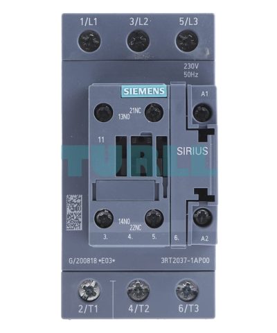 Siemens 3RT2037-1AP00 Power Contactor 65A, 30 kW, 3-Pole, 230V AC, AC-3e/AC-3