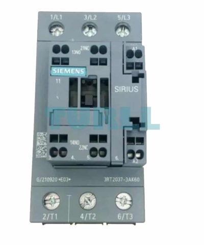 Siemens 3RT2037-3AK60 SIRIUS Power Contactor, 65A, S2, Spring-Loaded
