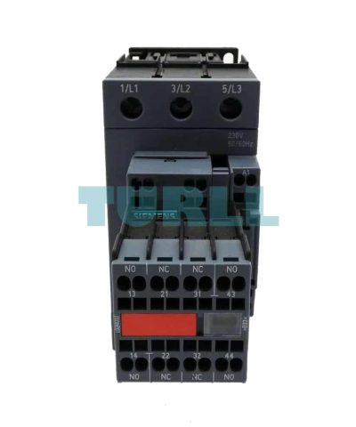 Siemens SIRIUS 3RT2037-3CL24-3MA0 Power Contactor, 65A, 30kW, 400V, 230V AC Coil, Size S2, Spring-Loaded Terminals