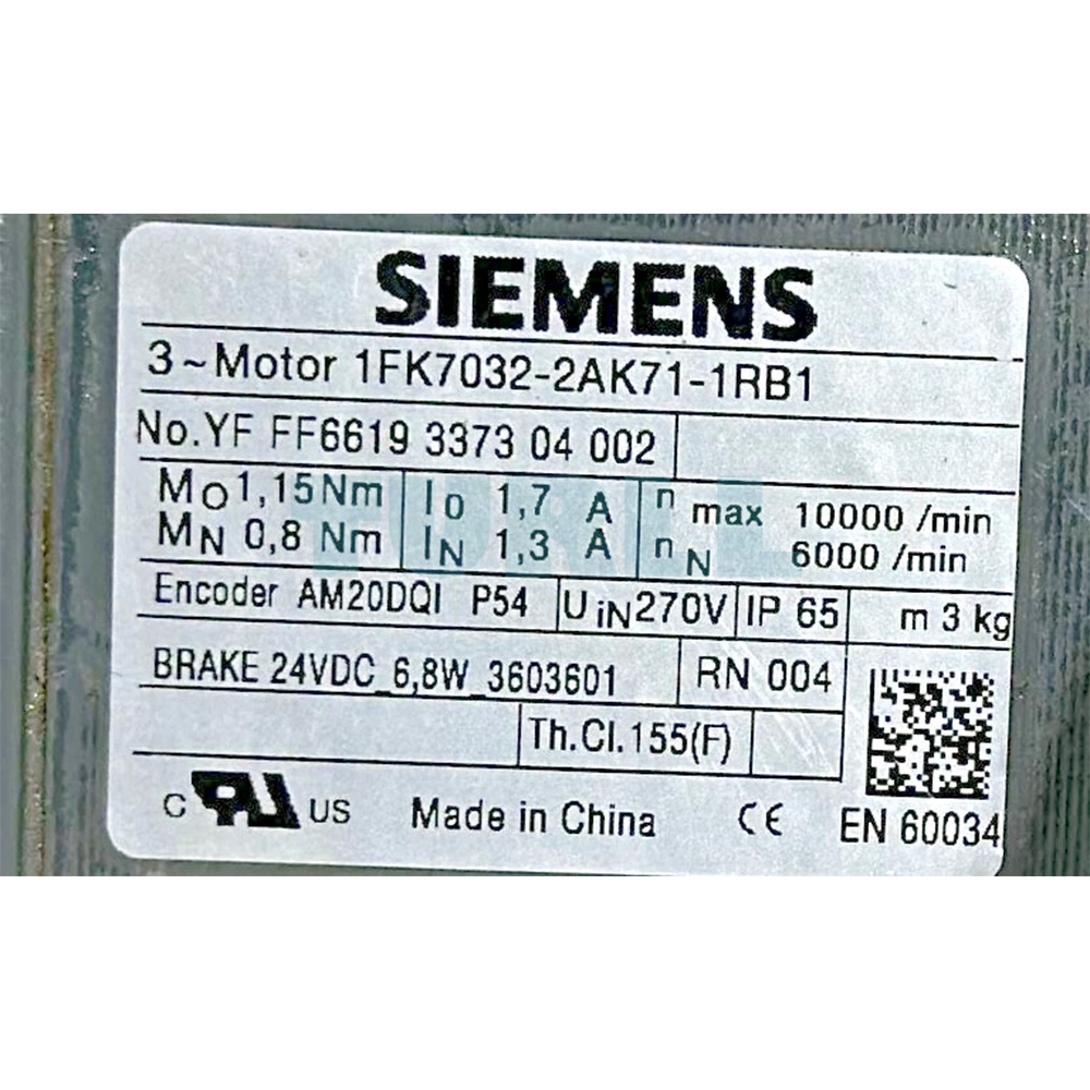 1FK7032-2AK71-1RB1 SIEMENS Exclusive SIMOTICS S Synchronous Motor Original Brand New 2 SIEMENS 1FK7032-2AK71-1RB1 SIMOTICS S Exclusive Synchronous Motor