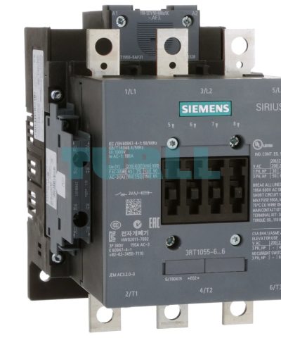 Siemens 3RT1055-6XJ46-0LA2 Power Contactor 150 A, AC-3, 75 kW, 72 V DC, 3-Pole